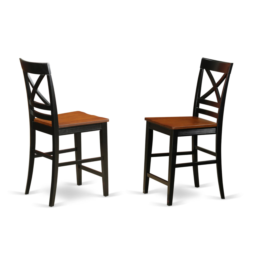 East West Furniture JAQU5-BLK-W 5 Piece Counter Height Dining Table Set Includes a Round Kitchen Table with Pedestal and 4 Dining Room Chairs, 36x36 Inch, Black & Cherry