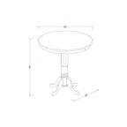 East West Furniture JAQU5-WHI-W 5 Piece Counter Height Dining Set Includes a Round Kitchen Table with Pedestal and 4 Dining Room Chairs, 36x36 Inch, Buttermilk & Cherry