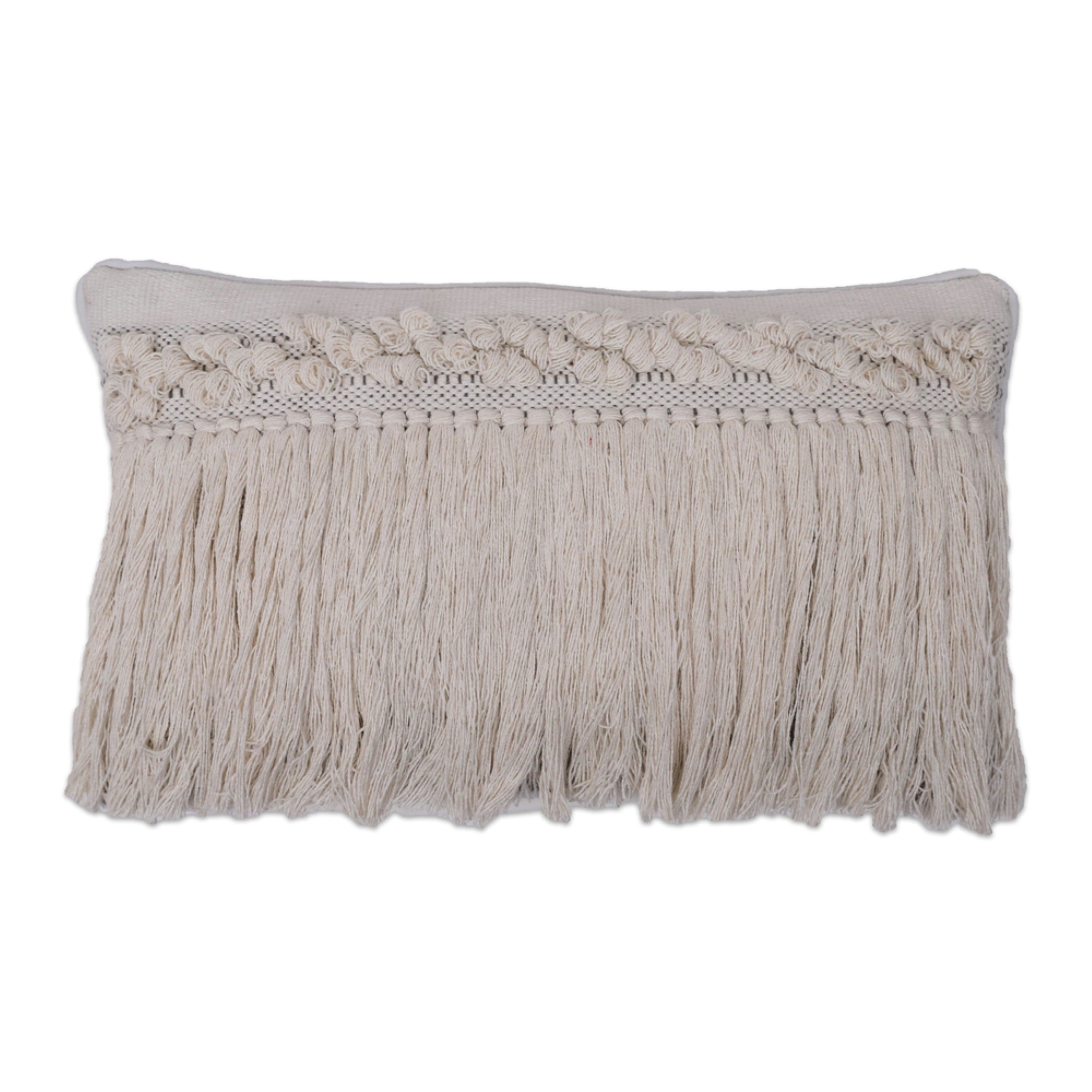12'X20' Grey Plaid Fringe Cotton Pillow