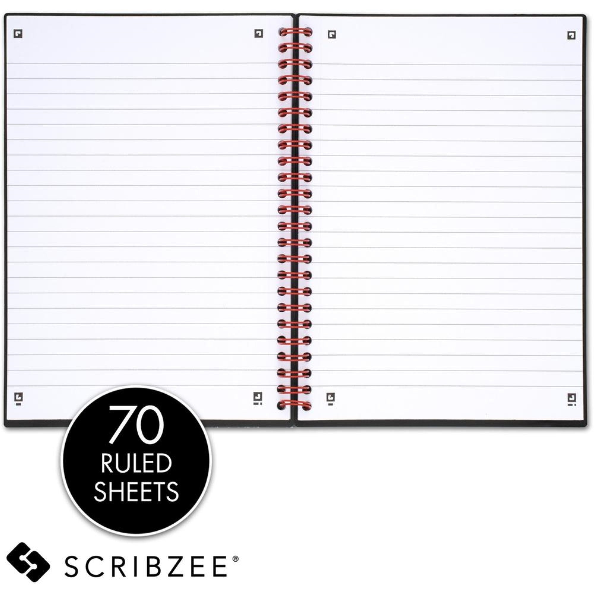 Black N Red Business Notebook - 70 Sheets - Wire Bound - 24 Lb Basis Weight - A5 - 5 7/8 X 8 1/4 - White Paper - Red Binder - Bl