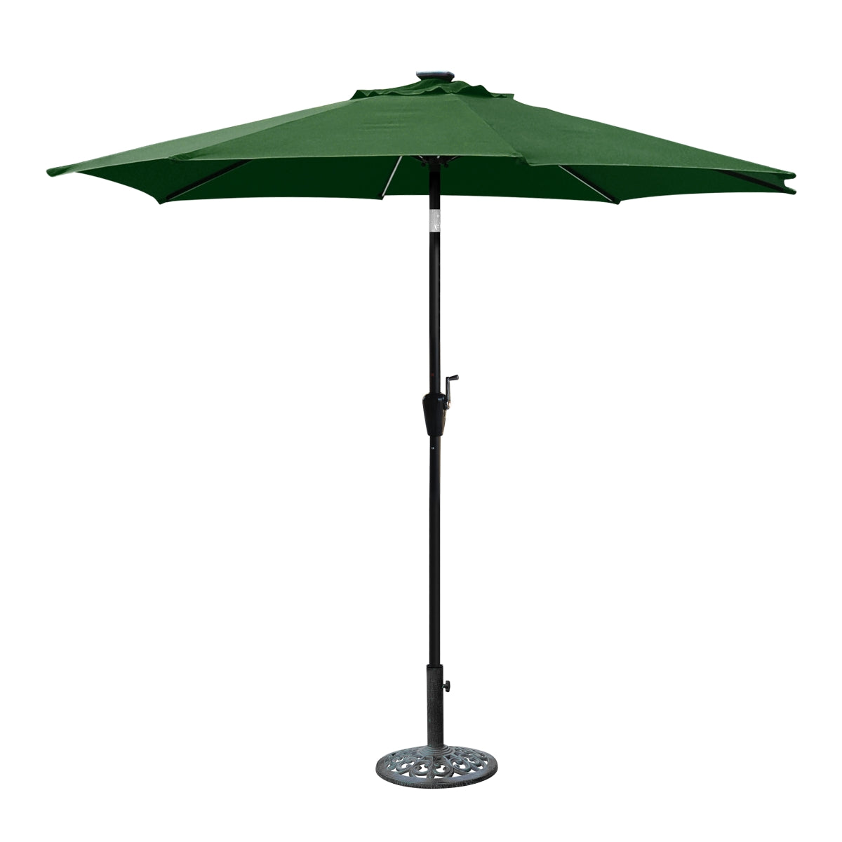 Jeco Of-Ub102 9 Ft. Aluminum Umbrella With Crank & Solar Guide Tubes - Black Pole & Green Fabric