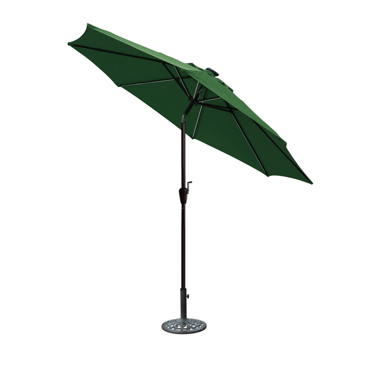 Jeco Of-Ub107 9 Ft. Aluminum Umbrella With Crank & Solar Guide Tubes - Brown Pole & Green Fabric
