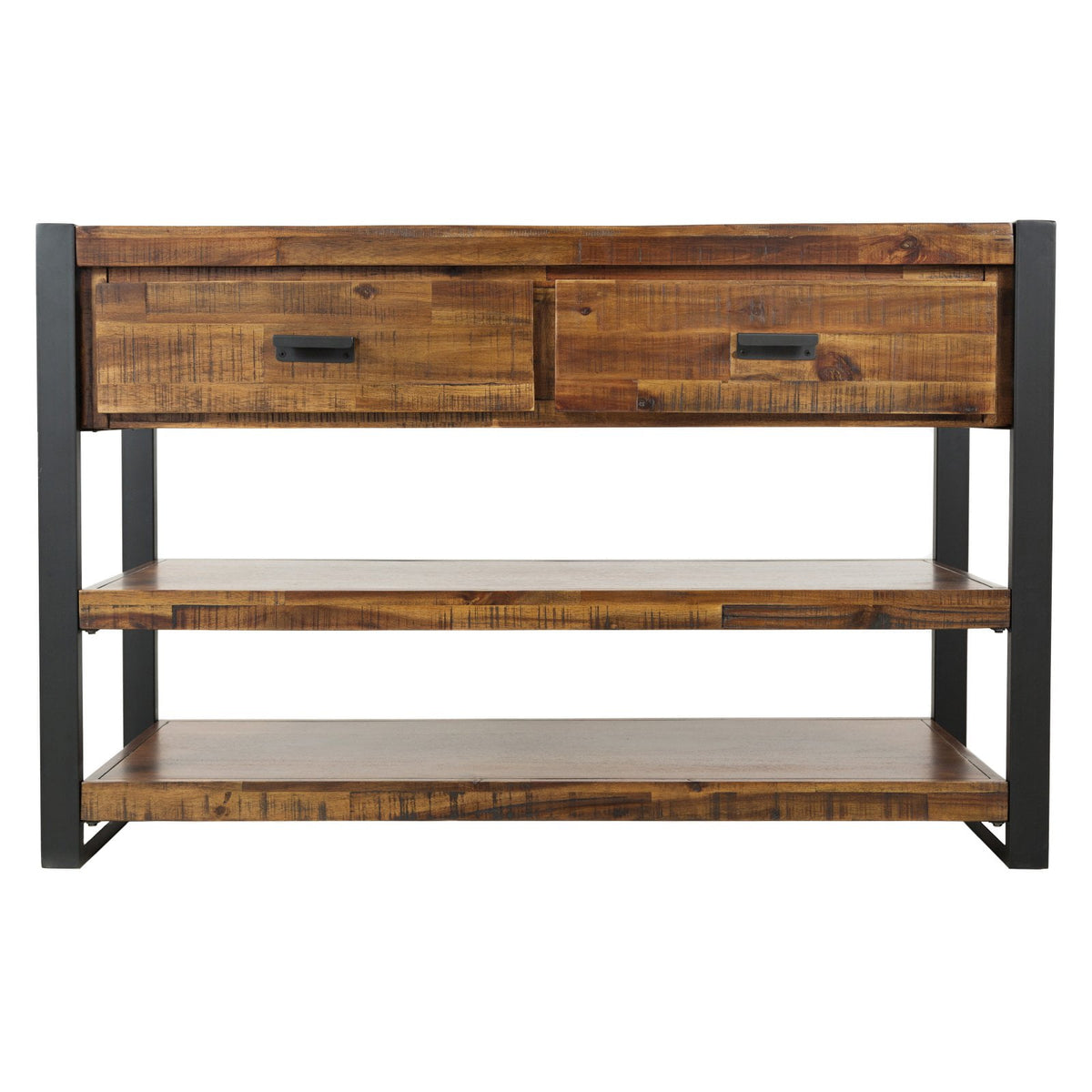 Jofran Loftworks Modern Industrial Distressed Acacia 50 Inch  Sofa Table With Drawers