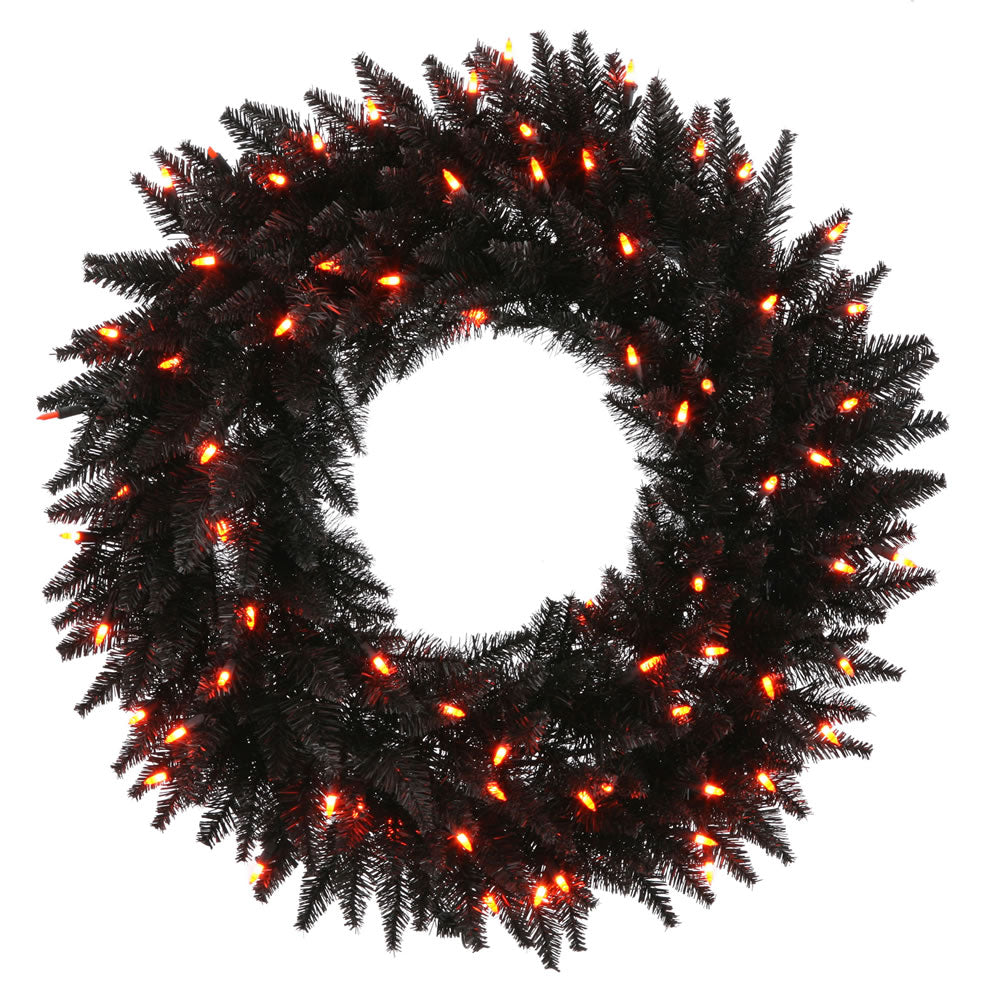 Vickerman 30 Inch  Black Fir Wreath Dl Led 100Org 260T  K162131Led