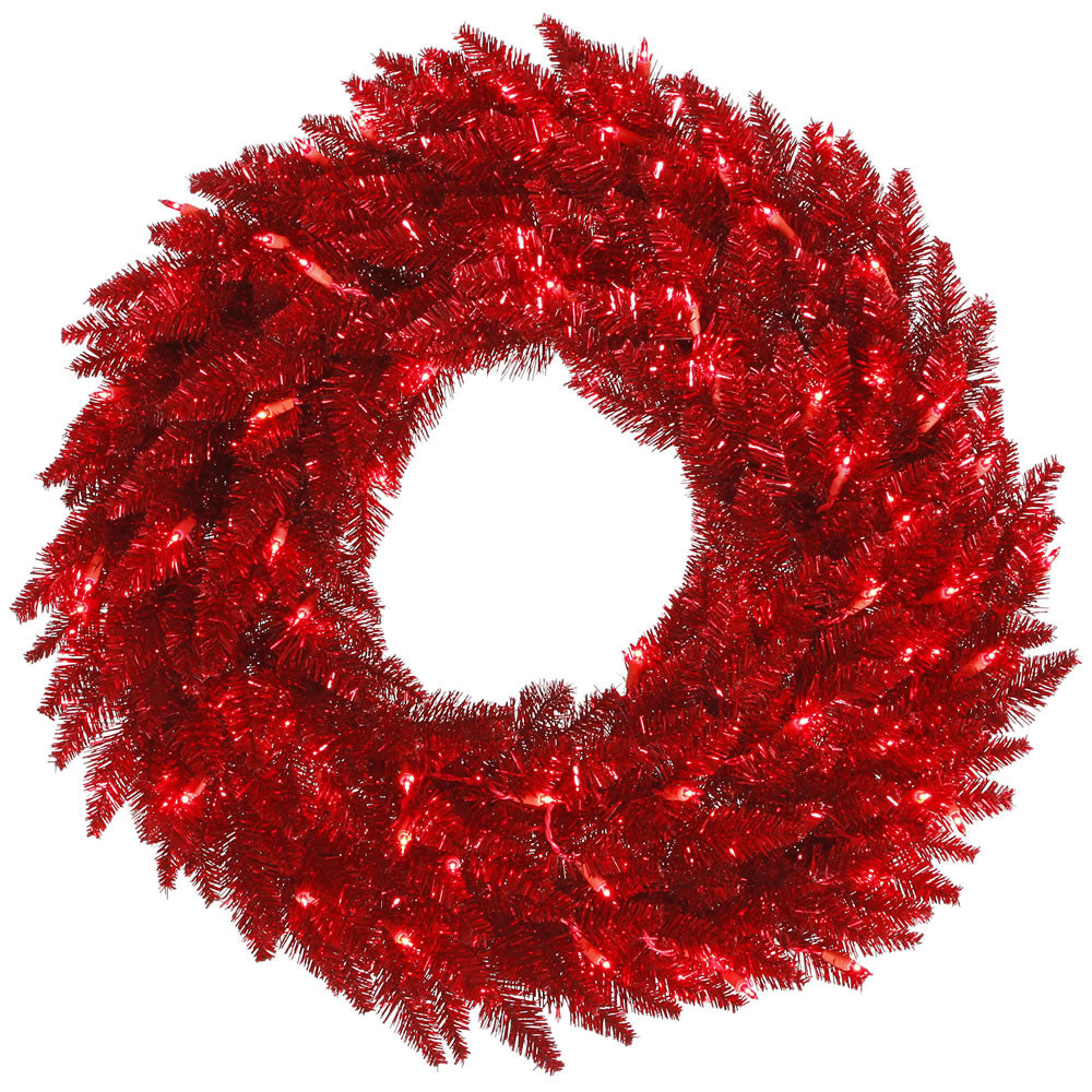 Vickerman 60 Inch  Tinsel Red Wreath Dural Led 200Red  K165261Led