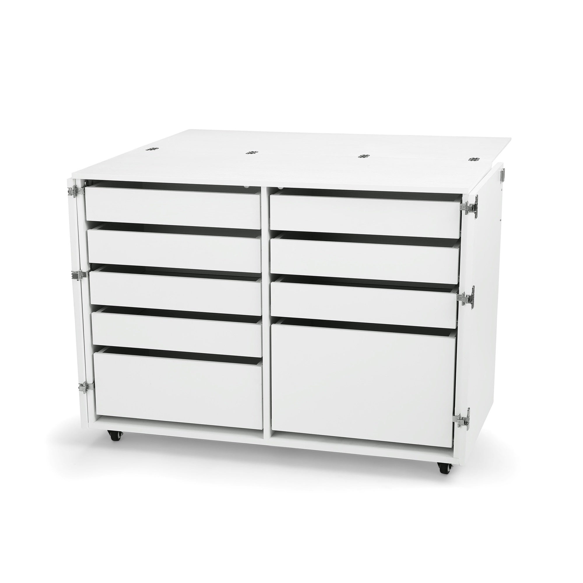 Arrow K7911 Dingo Kangaroo 9 Drawer Storage Cabinet For Sewing And Crafts, Portable With Wheels, White Ash Finish
