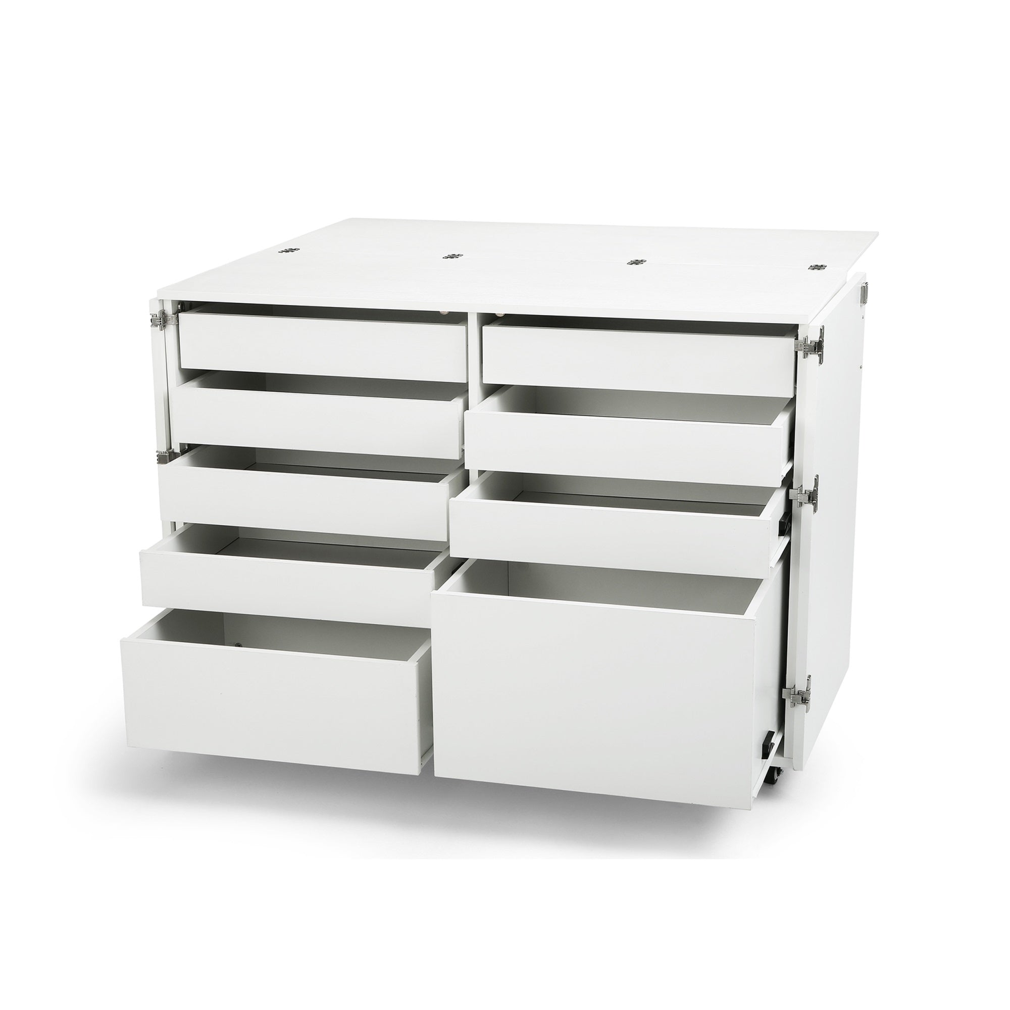 Arrow K7911 Dingo Kangaroo 9 Drawer Storage Cabinet For Sewing And Crafts, Portable With Wheels, White Ash Finish