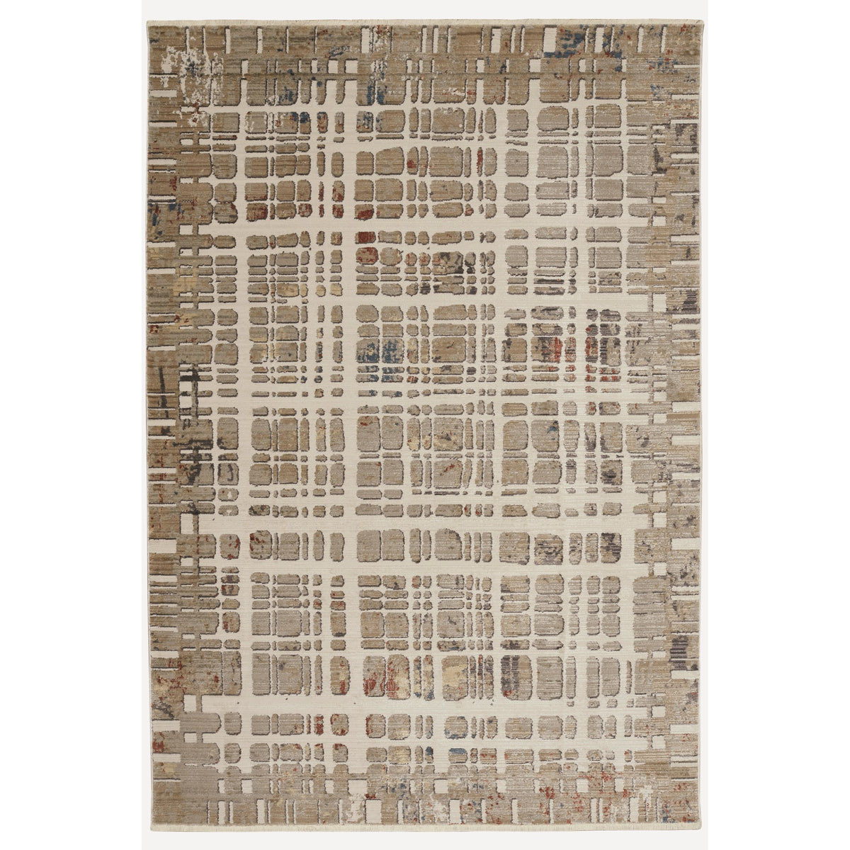Karina 8259 Ivory Plaid Area Rug, Size  311 Inch  X 55 Inch