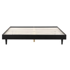 King size Mid-Century Modern Platform Bed Frame in Black Wood Finish