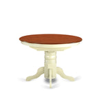 East West Furniture KEAV5-WHI-W 5 Piece Kitchen Table Set for 4 Includes an Oval Dining Room Table with Butterfly Leaf and 4 Solid Wood Seat Chairs, 42x60 Inch, Buttermilk & Cherry