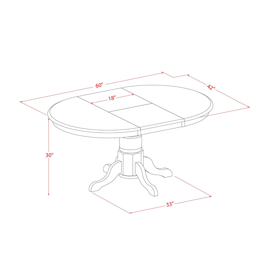 East West Furniture KELG5-BCH-W 5 Piece Dining Room Table Set Includes an Oval Wooden Table with Butterfly Leaf and 4 Kitchen Dining Chairs, 42x60 Inch, Black & Cherry