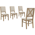 Crosley Furniture Joanna Modern Farmhouse Upholstered X Back Wood Dining Chairs Set Of 4, Kitchen Chair, Rustic Brown/Creme