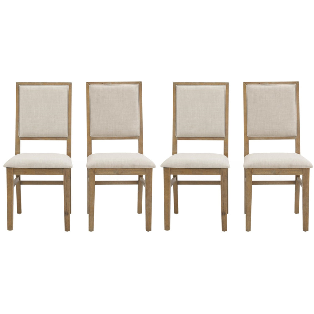 Crosley Furniture Joanna Modern Farmhouse Upholstered X Back Wood Dining Chairs Set Of 4, Kitchen Chair, Rustic Brown/Creme