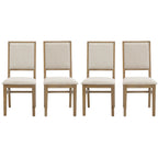 Crosley Furniture Joanna Modern Farmhouse Upholstered X Back Wood Dining Chairs Set Of 4, Kitchen Chair, Rustic Brown/Creme
