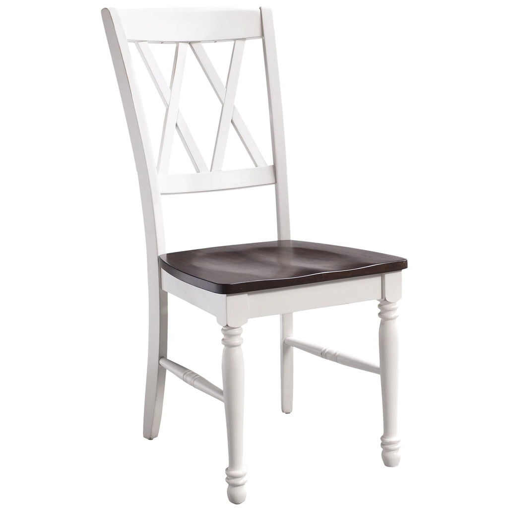Crosley Furniture Shelby Traditional Wood X-Back Dining Room Chairs Set Of 4, Kitchen Chair, Distressed White