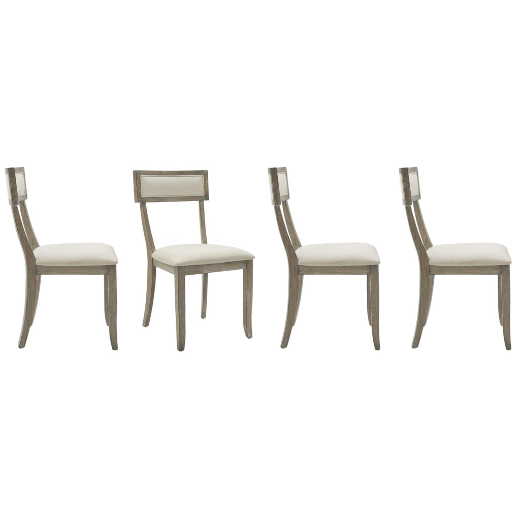 Crosley Furniture Alessia Traditional Upholstered Wood Klismos Dining Chairs Set Of 4, Kitchen Chair, Rustic Gray Wash/Crème