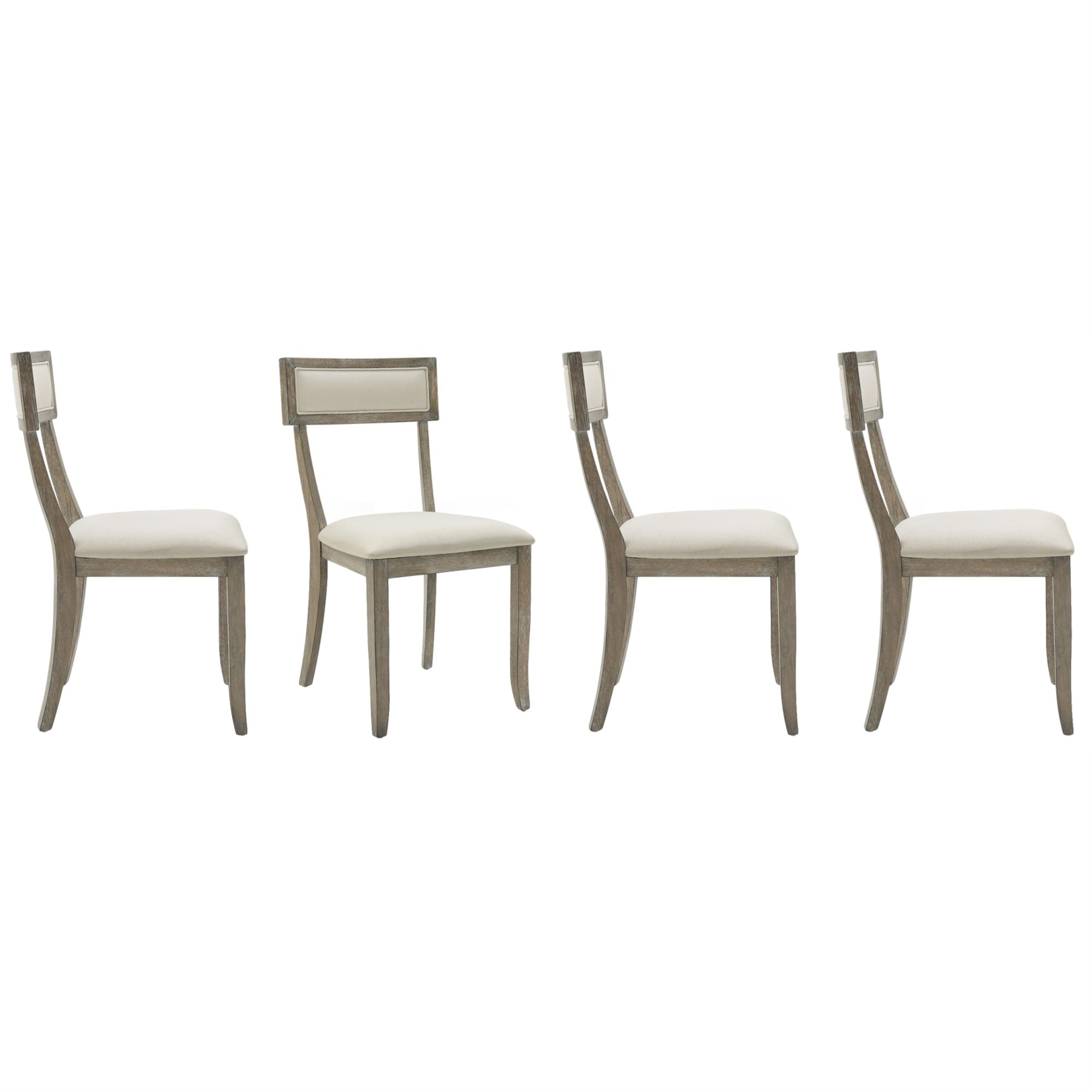 Crosley Furniture Alessia Traditional Upholstered Wood Klismos Dining Chairs Set Of 4, Kitchen Chair, Rustic Gray Wash/Crème