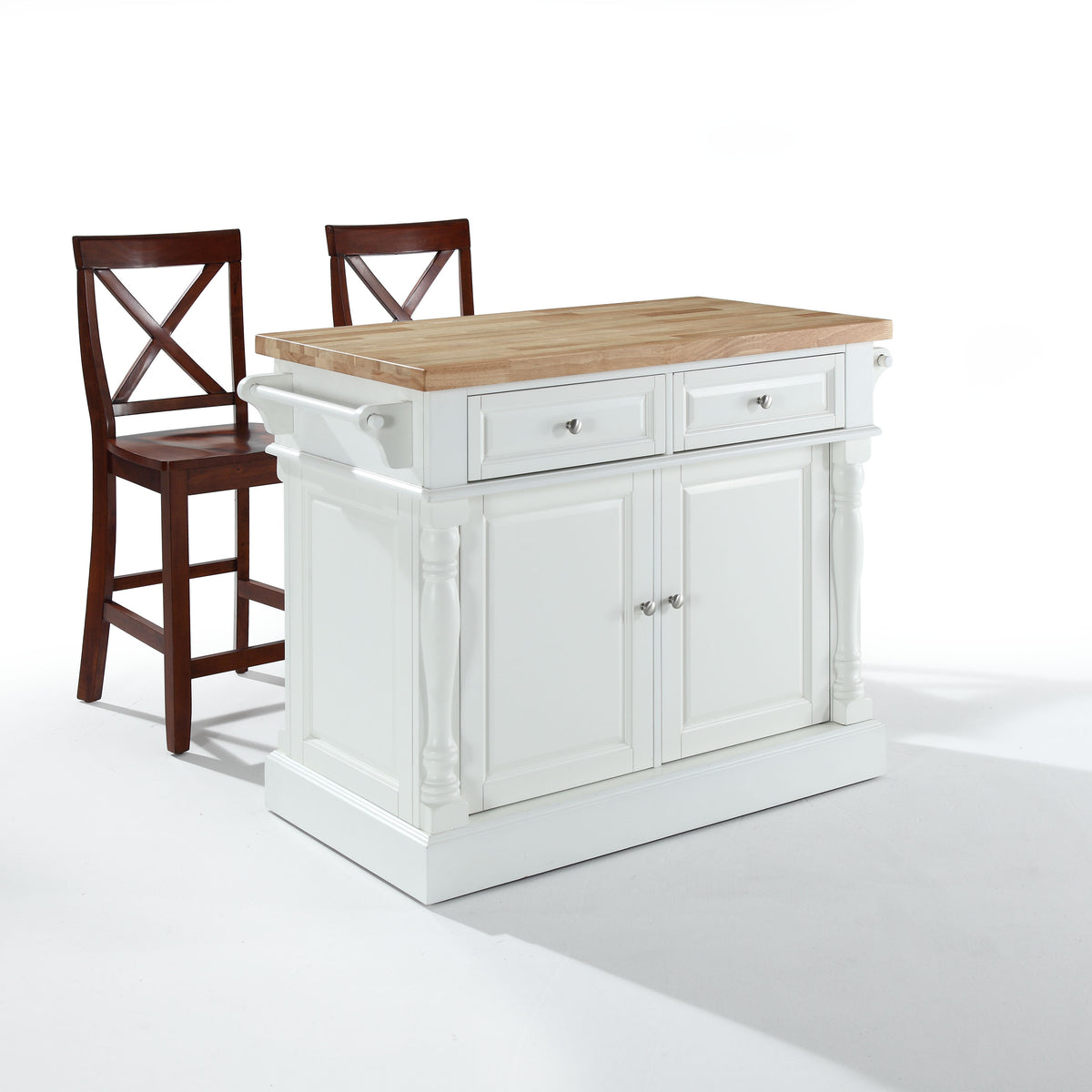 Solid Hardwood Kitchen Island With Butcher Block Top, Raised Panel Doors, Ample Storage  Stylish, Functional, Durable. (Ergode)