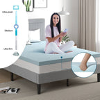 King size 4-inch Thick Soft Gel Memory Foam Mattress Topper in Light Blue