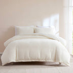 King Size 3-Piece Off White Boucle Duvet Cover Set