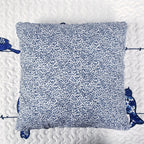 King size Blue White Navy Floral Birds On Wire Lightweight 7 Piece Quilt Set