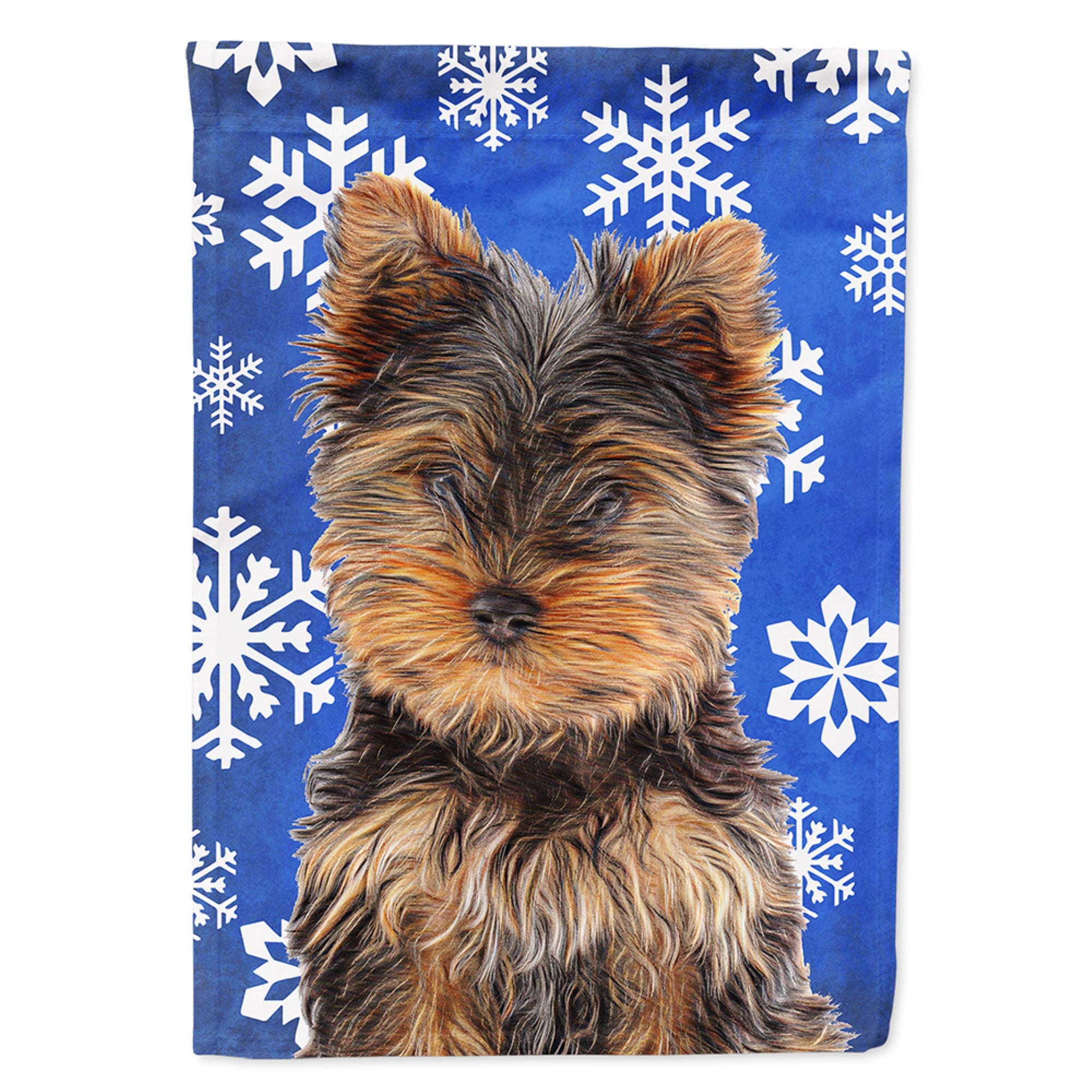 'Caroline'S Treasures Kj1181Gf Winter Snowflakes Holiday Yorkie Puppy/Yorkshire Flag, Small, Multicolor'