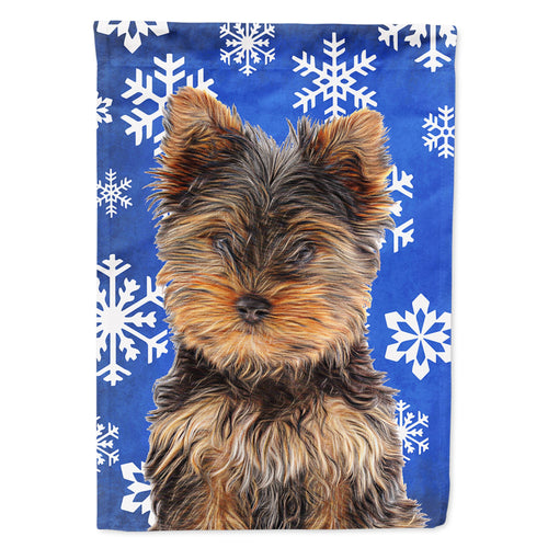'Caroline'S Treasures Kj1181Gf Winter Snowflakes Holiday Yorkie Puppy/Yorkshire Flag, Small, Multicolor'