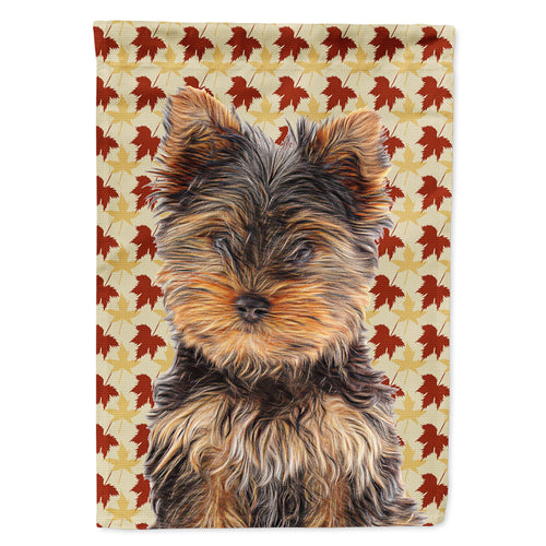 'Caroline'S Treasures Kj1209Gf Fall Leaves Yorkie Puppy/Yorkshire Terrier Flag, Small, Multicolor'