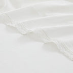 King Size 4 Piece 100-Percent Cotton Sheet Set in White with Lace Trim