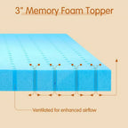 King size 3-inch Thick High Density Memory Foam Mattress Topper