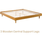 King size Mid-Century Modern Platform Bed Frame in Light Wood Finish