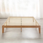 King size Solid Wood Platform Bed Frame in Natural Wooden Finish