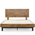 King Solid Wood Modern Platform Bed Frame with Adjustable Height Headboard
