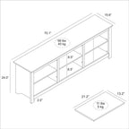 Farmhouse Style TV Stand with 6 Storage Compartments in Brown Oak Wood Finish