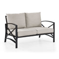 Kaplan Loveseat In Oiled Bronze With Oatmeal Universal Cushion Cover