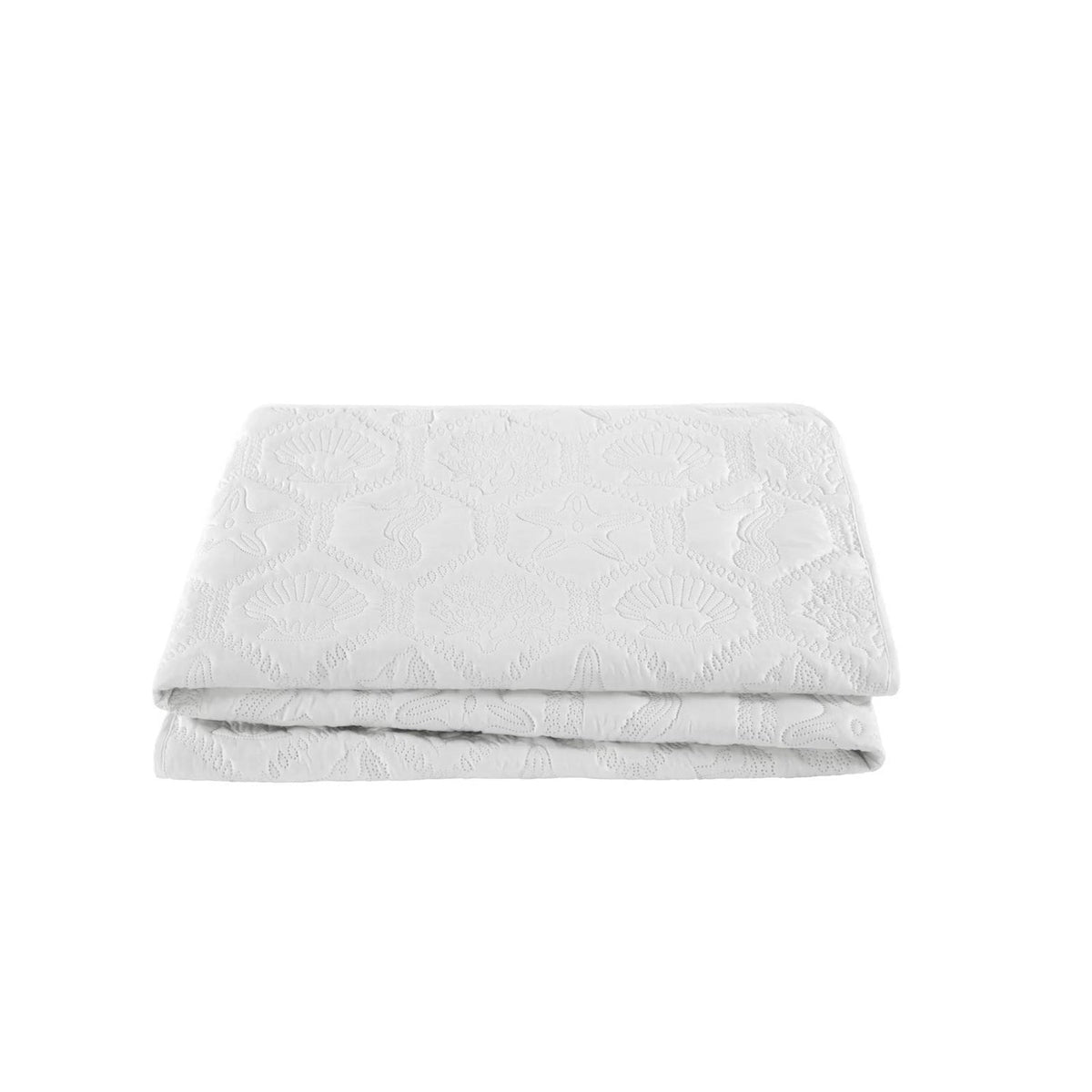 King size Coastal Beach Seashells Starfish Sea Horse White 3-Piece Quilt Set