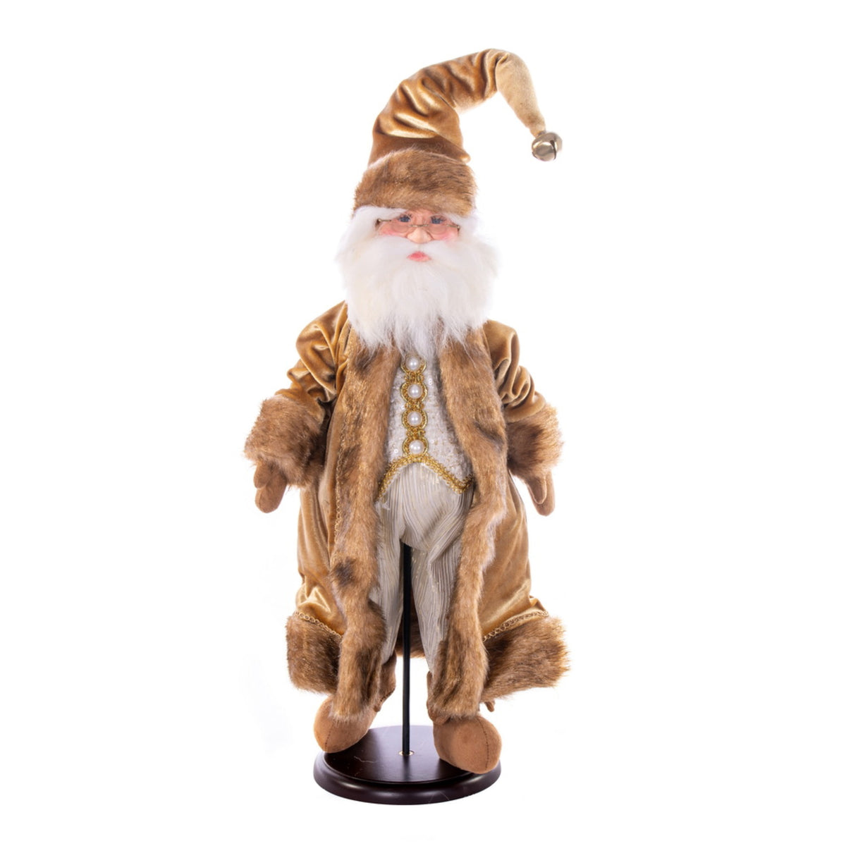 18 Inch  Mocha Velvet Santa Doll With Stand