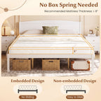 King Size Wooden Platform Bed Frame with Curved Headboard