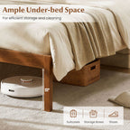 King Size Wooden Platform Bed Frame with Curved Headboard