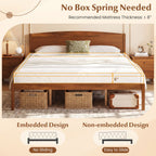 King Size Wooden Platform Bed Frame with Curved Headboard