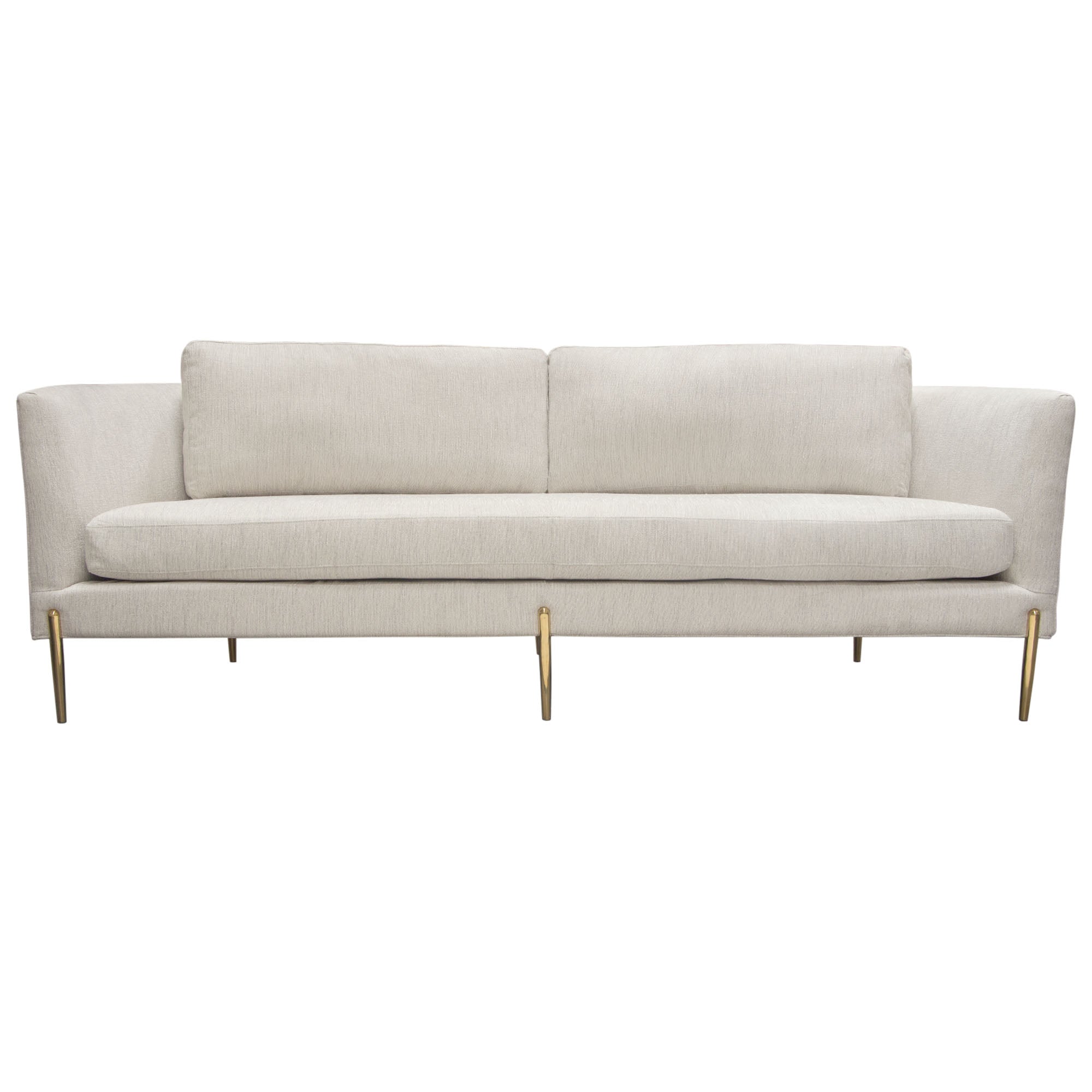Lane Sofa in Light Cream Fabric with Gold Metal Legs by Diamond Slofa