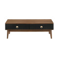 Amigo Black Veneer and Walnut Wood Coffee Table