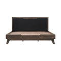 Astoria King Platform Bed Frame in Oak with Black Faux Leather
