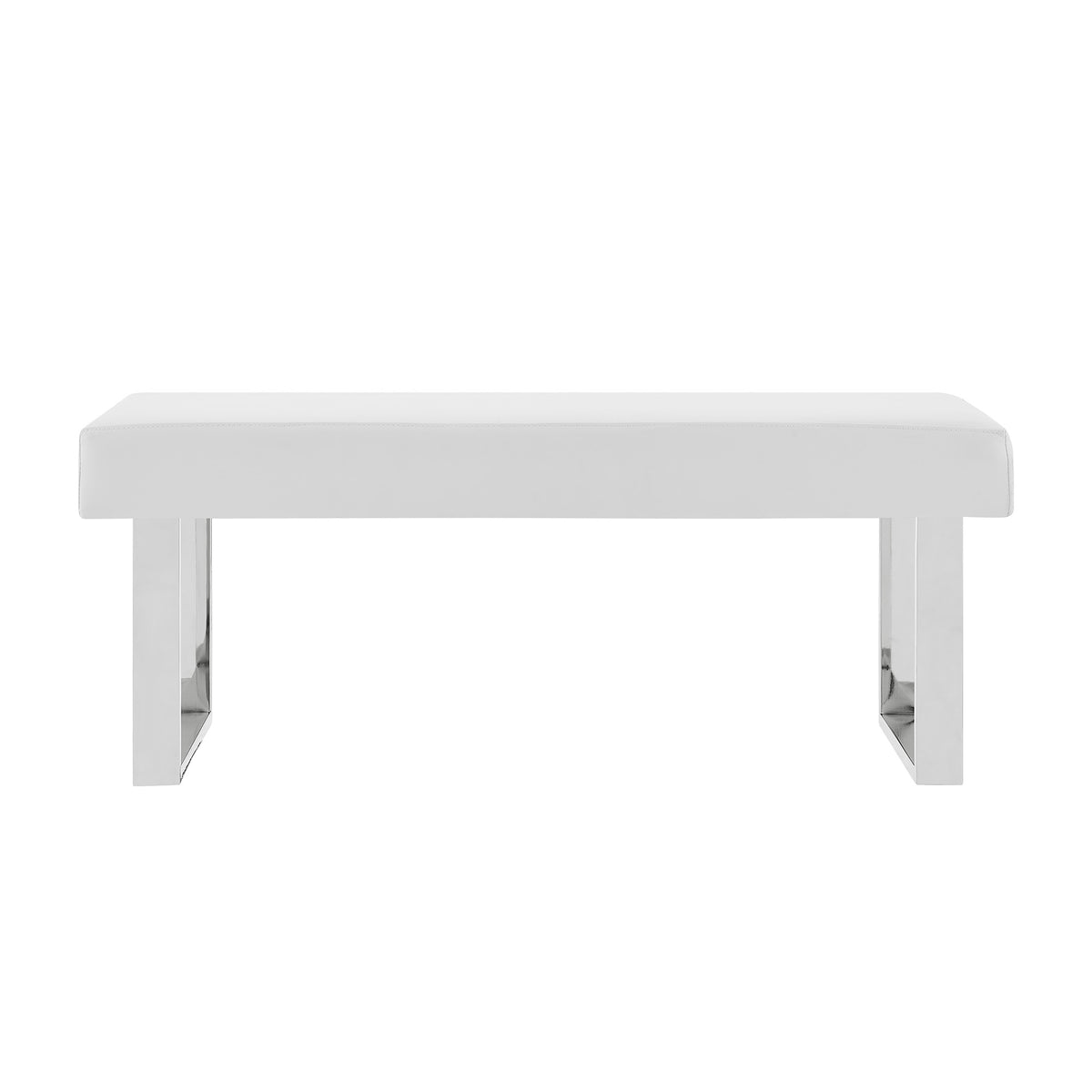 Ergode Amanda Contemporary Bench - Sleek Faux Leather Upholstery, Sturdy Chrome Frame - Enhance Modern Living Room - Versatile &
