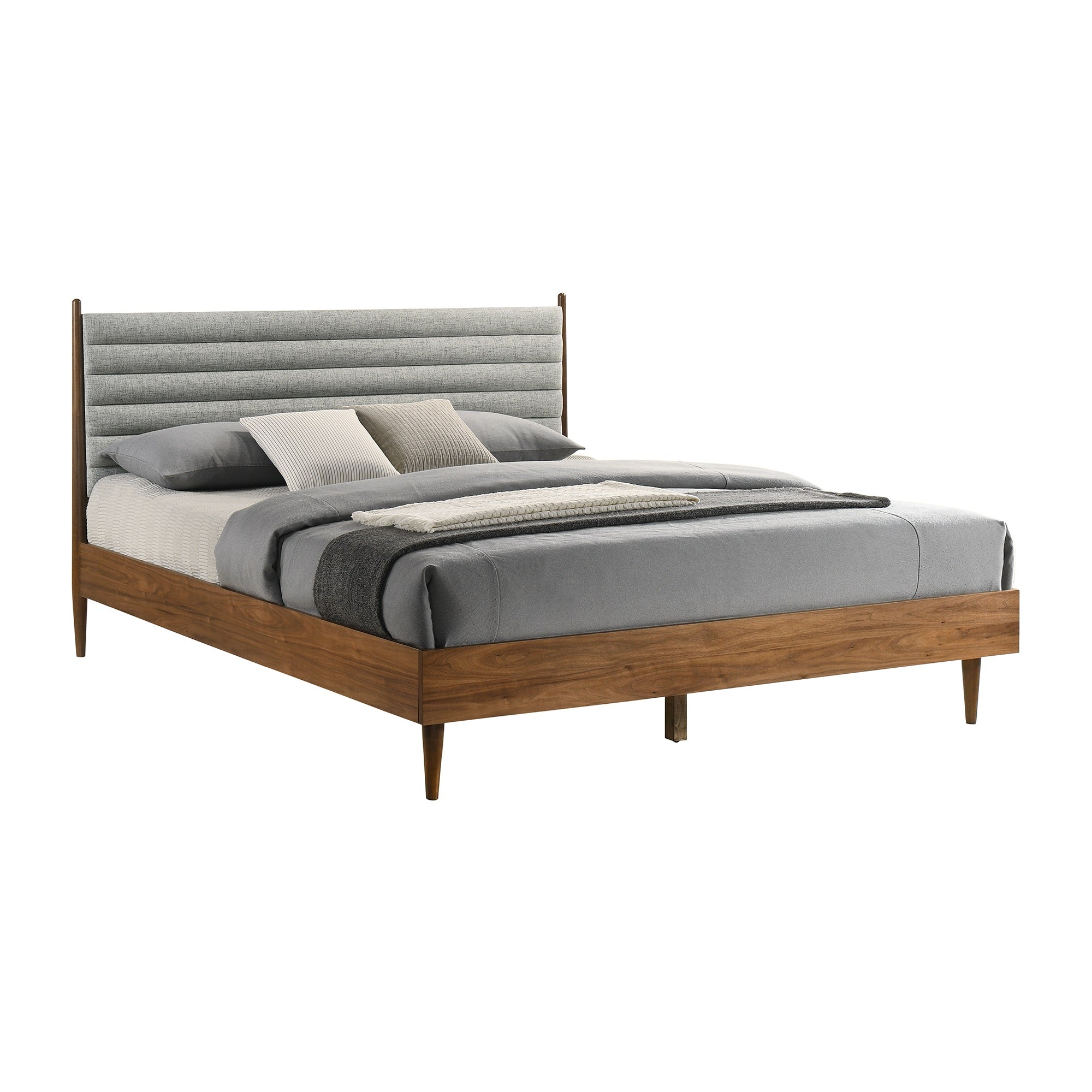 Artemio King Platform Wood Bed Frame in Walnut Finish