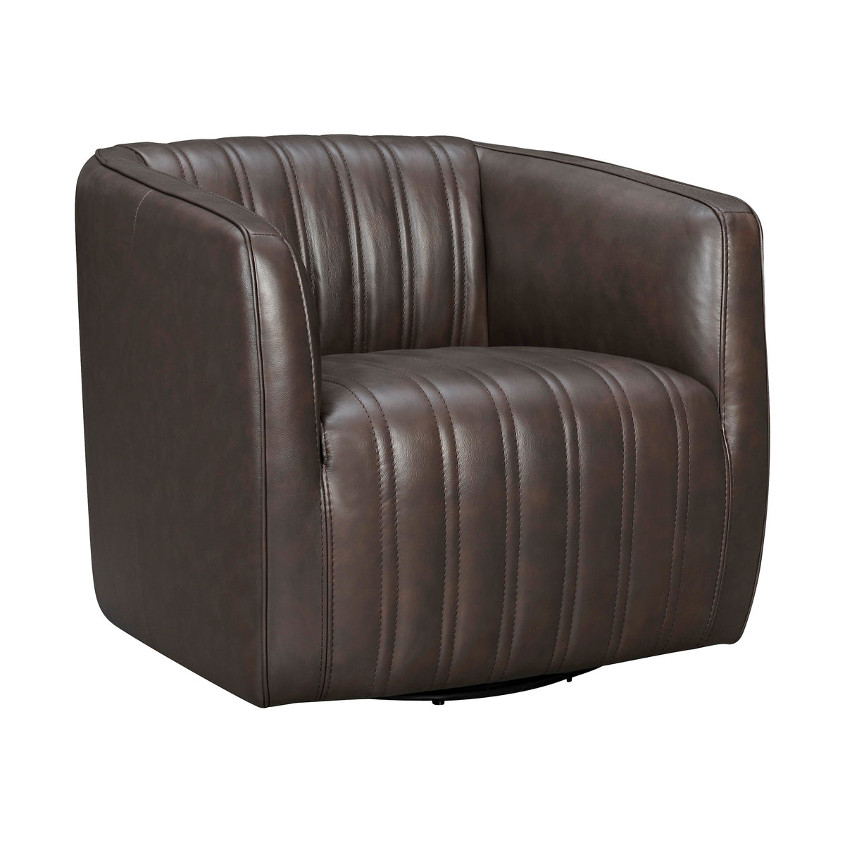 Aries Leather Swivel Barrel Chair
