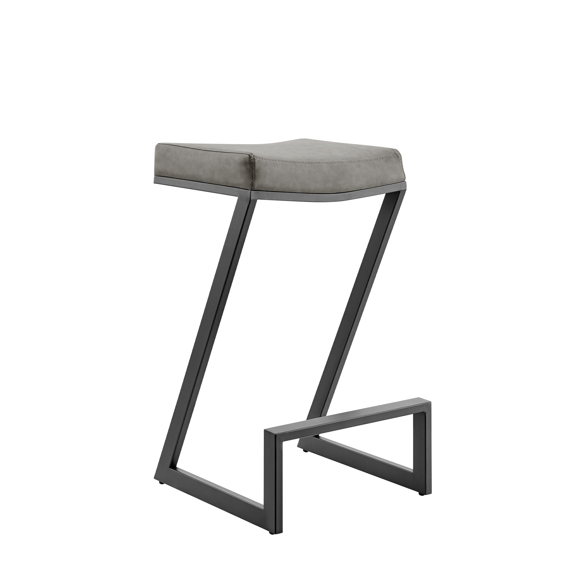 Atlantis Backless Counter or Bar Stool in Metal and Faux Leather