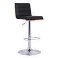 Armen Living Aubrey Barstool Chrome Base finish with Black Faux Leather and Walnut Back