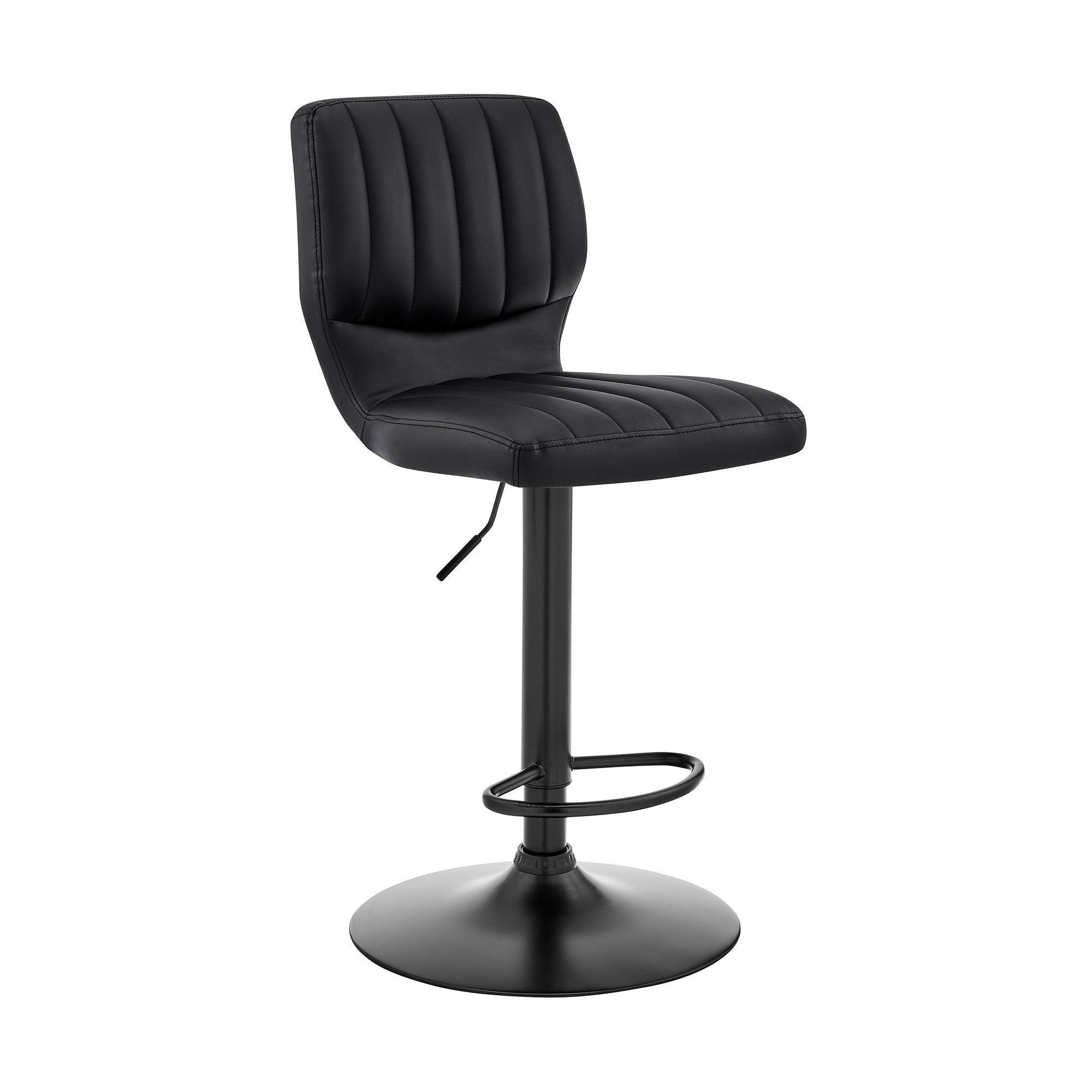 The Bardot Adjustable Black Faux Leather Swivel Bar Stool