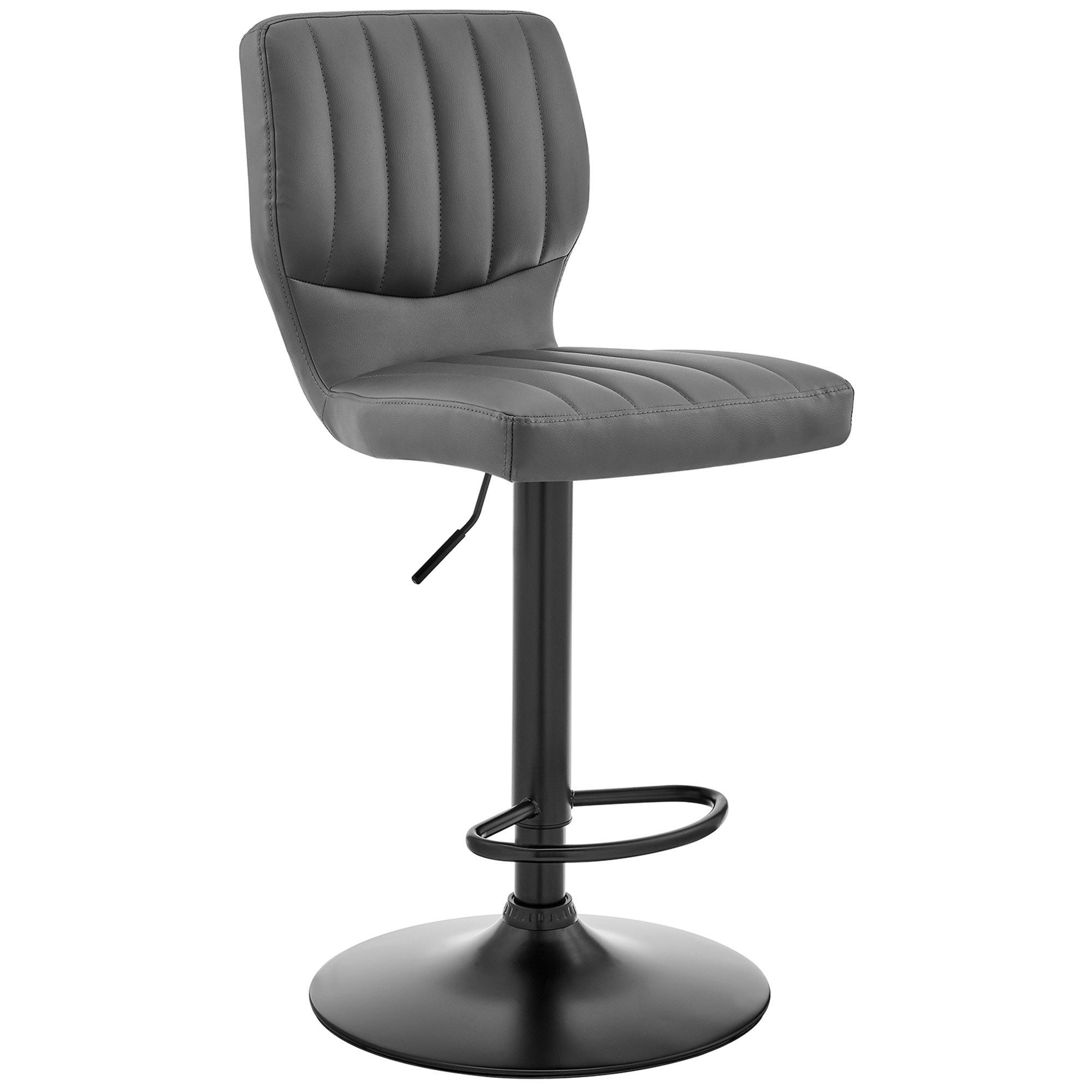 The Bardot Adjustable Gray Faux Leather Swivel Bar Stool